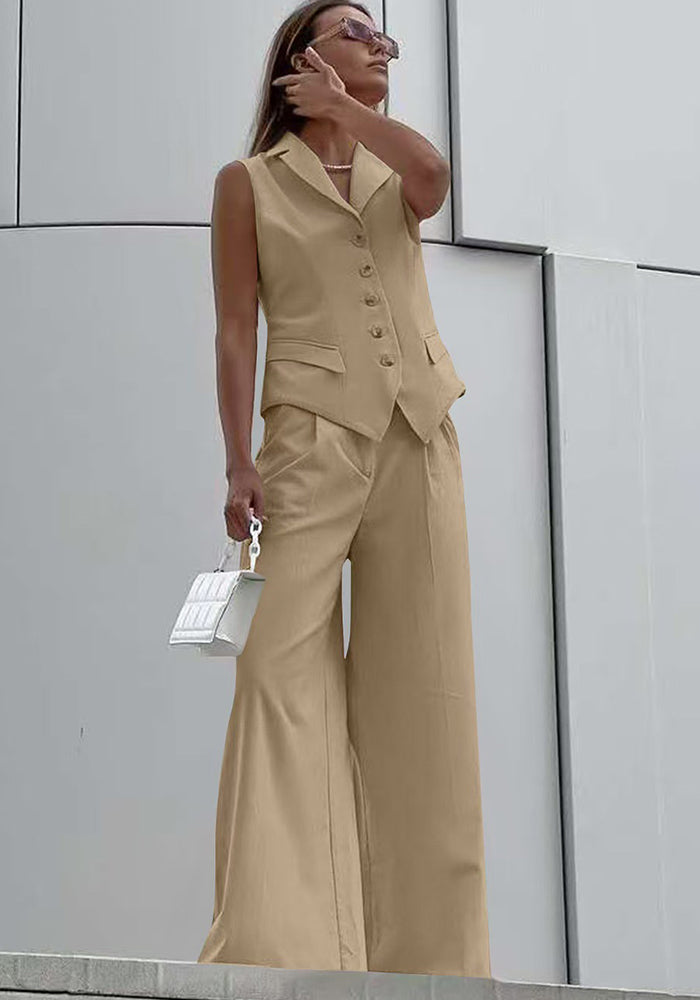 Women Casual Vest and Trousers Two-piece Set
