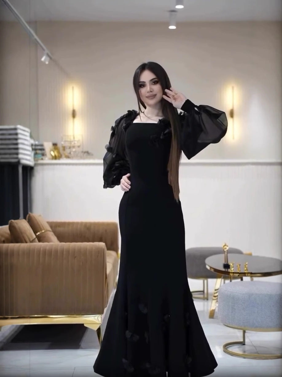 Women Spring Flower Casual Long Sleeve Maxi Dress 3