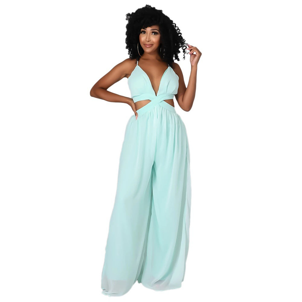 Solid Color Casual Loose Chiffon Women'S Jumpsuit 12
