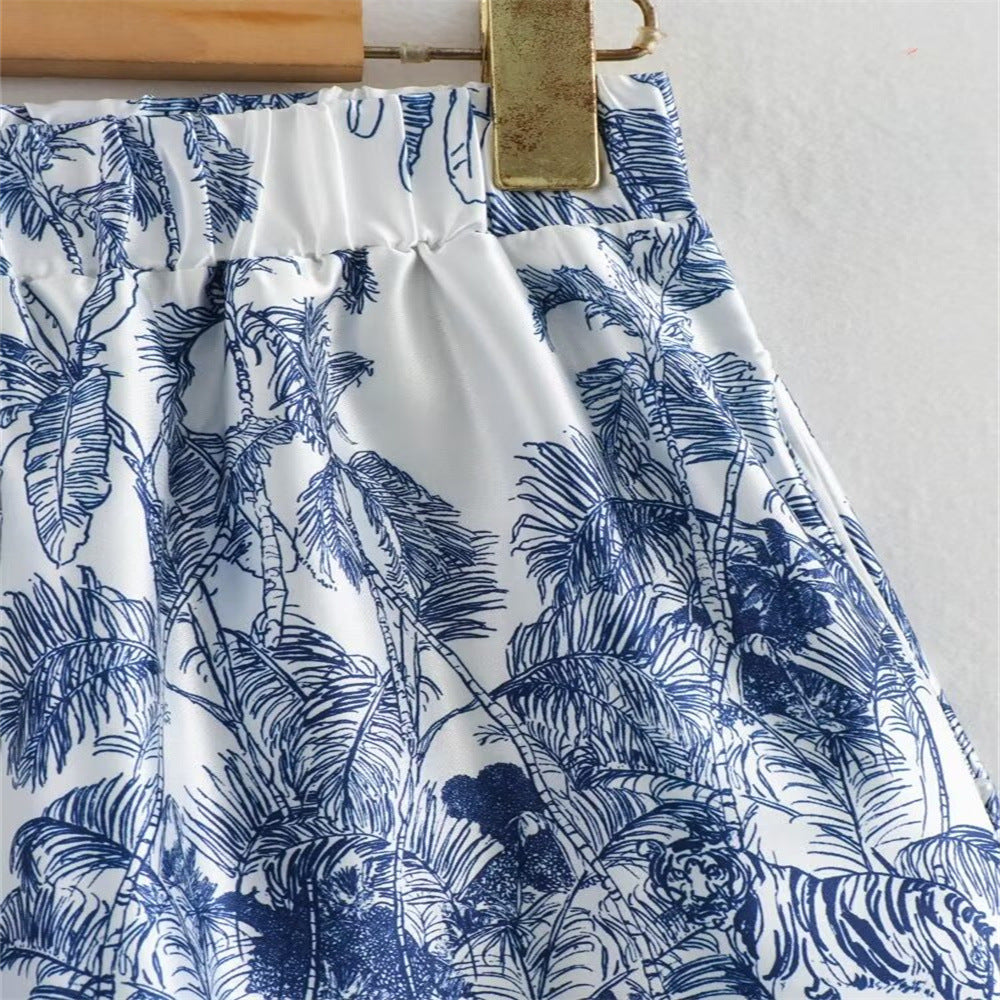 Summer Women loose long-sleeved printed shirt And Pant two-piece set 14