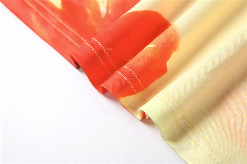 Women Summer Sexy Print Suspender Top Bodycon SkirtTwo Piece Set 18