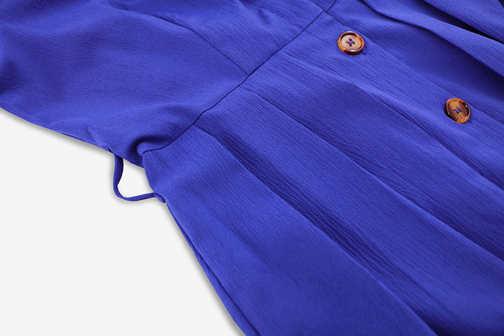 Plus Size Women V-Neck Single-Breasted Strappy Dress 33