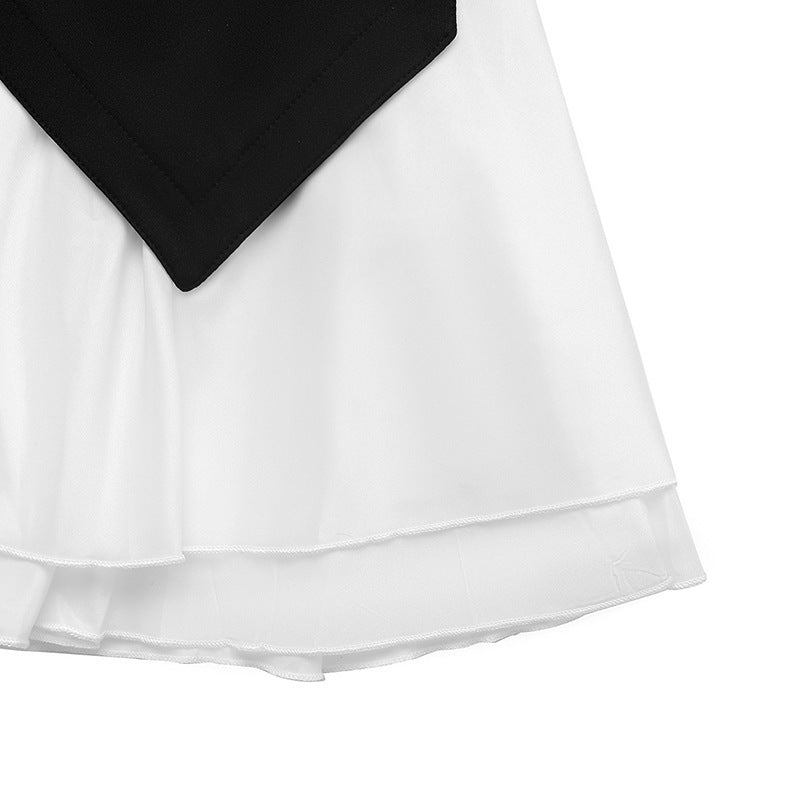 Chic Ruffle Contrast Patchwork Long-Sleeve Autumn Dress 11