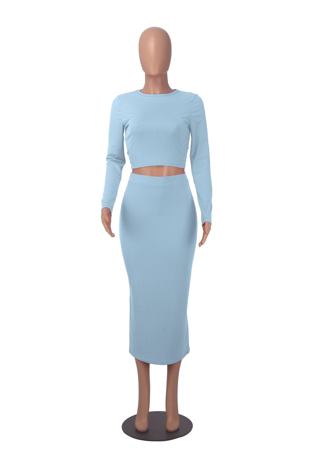 Women Long Sleeve Top and Bodycon Skirt Two Piece Set 20