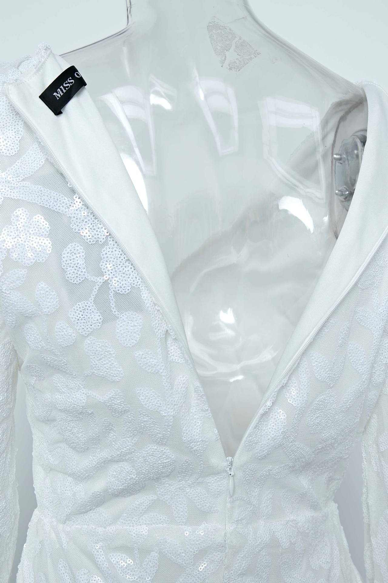 Women's Chic Deep V-Neck Long Sleeve Solid Color Slit Bridesmaid Dress Sequin Formal Party Evening Gown 10