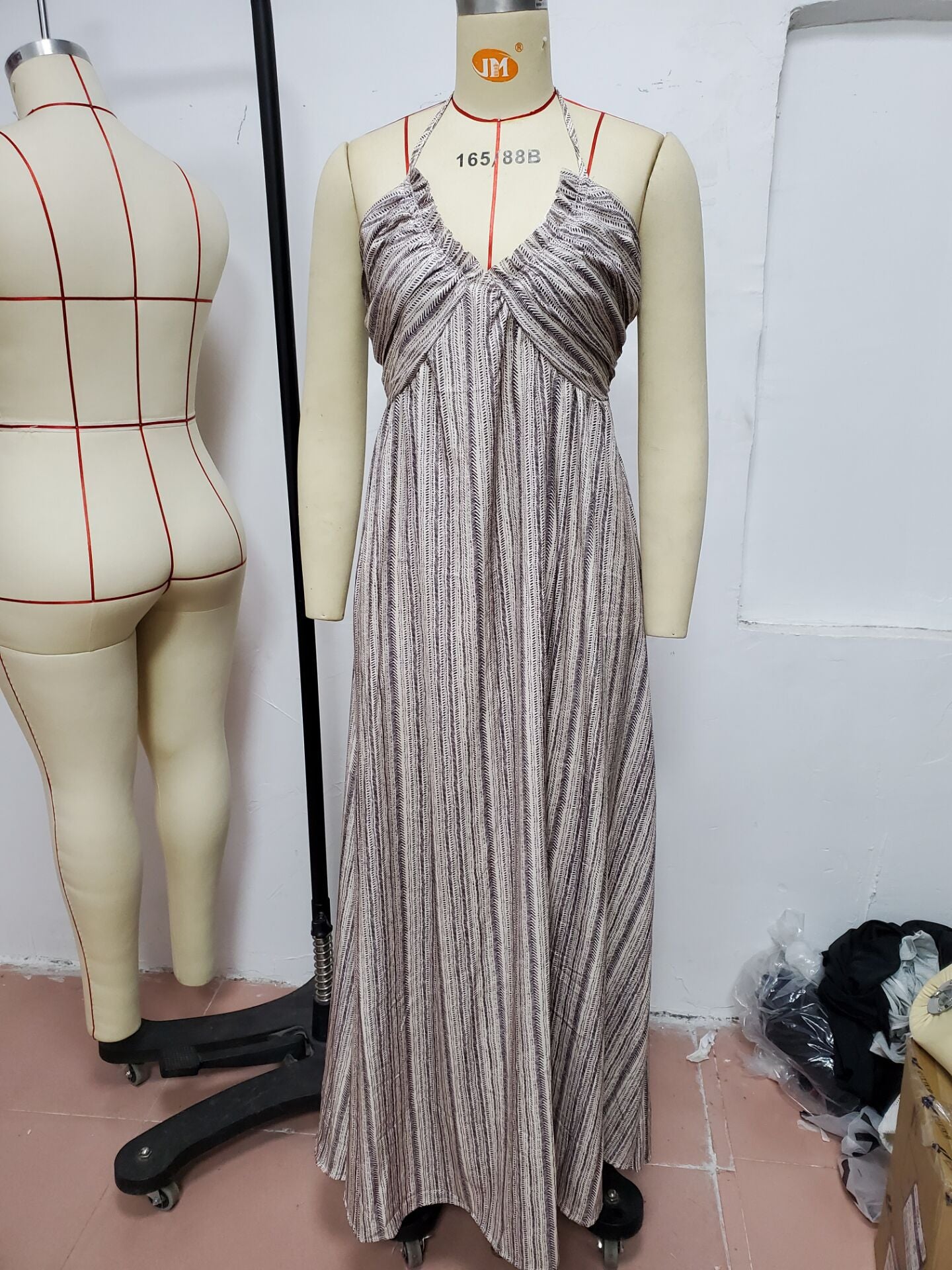 Women'S Halter Pocket Maxi Dress Wrap Chest Lace-Up Sexy Beach Holidays Dress 14