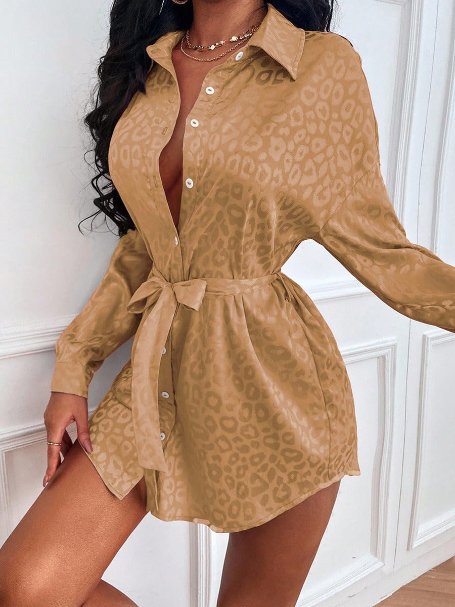 Women Fall Leopard Print Long-Sleeved Shirt 6