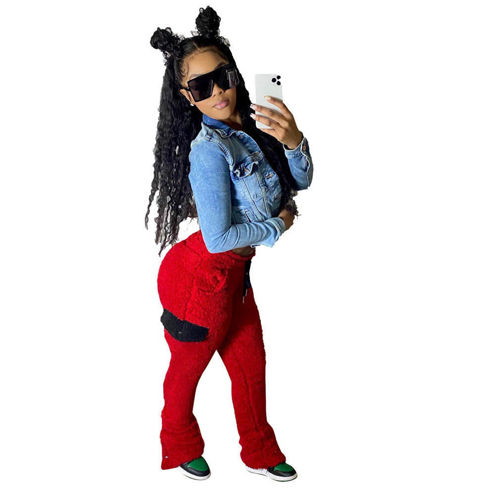 Women's Autumn Winter Fashion Slim Fleece Casual Trousers 9