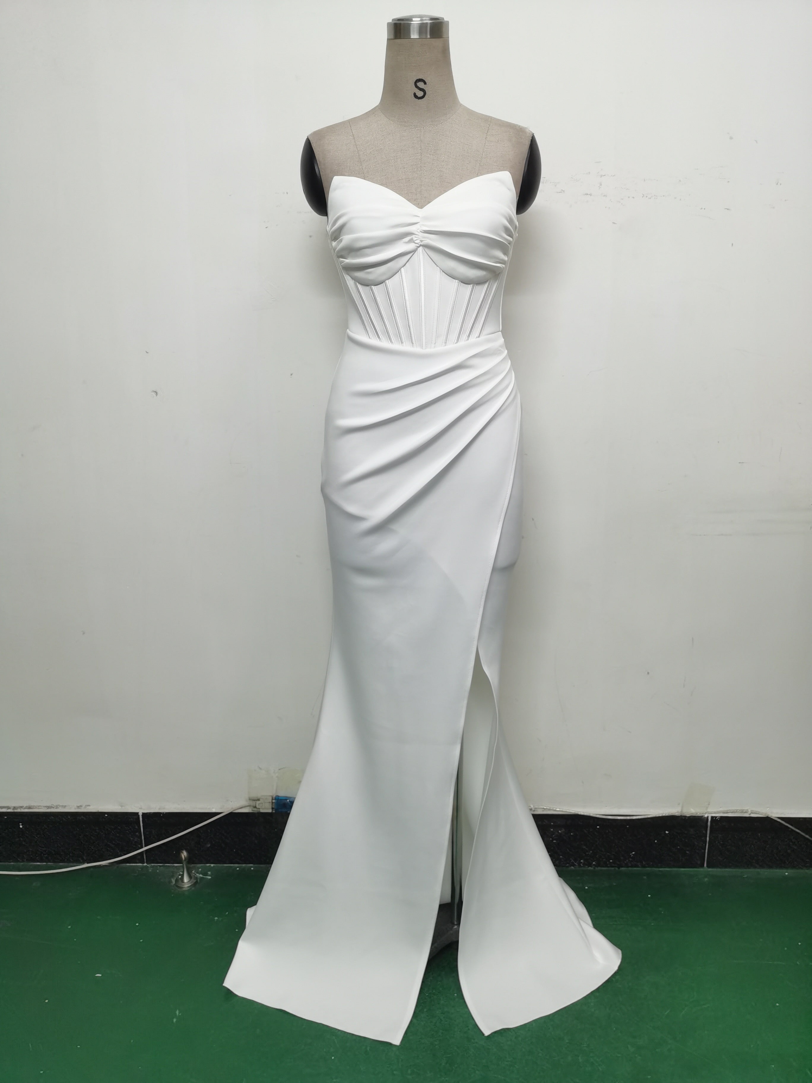 Women Fishbone Vest Off Shoulder Evening Dress 28