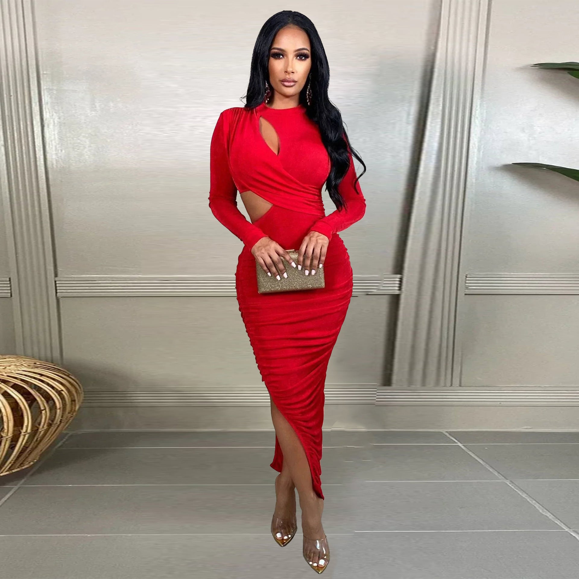 Sexy Slim Side Open Waist Nightclub Bodycon Dress 5