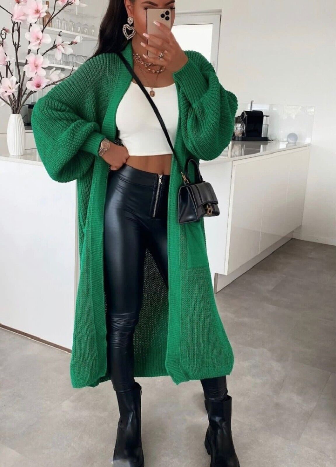 Autumn and winter Women solid knitting pocket cardigan sweater jacket 28