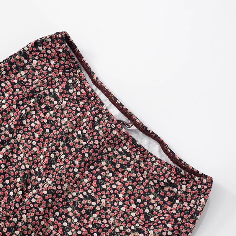 Women Spring Summer Sexy Slash Shoulder Print Top and Cropped Pants Two Piece Set 17