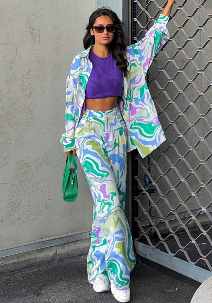 Autumn and winter fashion print suit street trend Career Chic women's two-piece suit