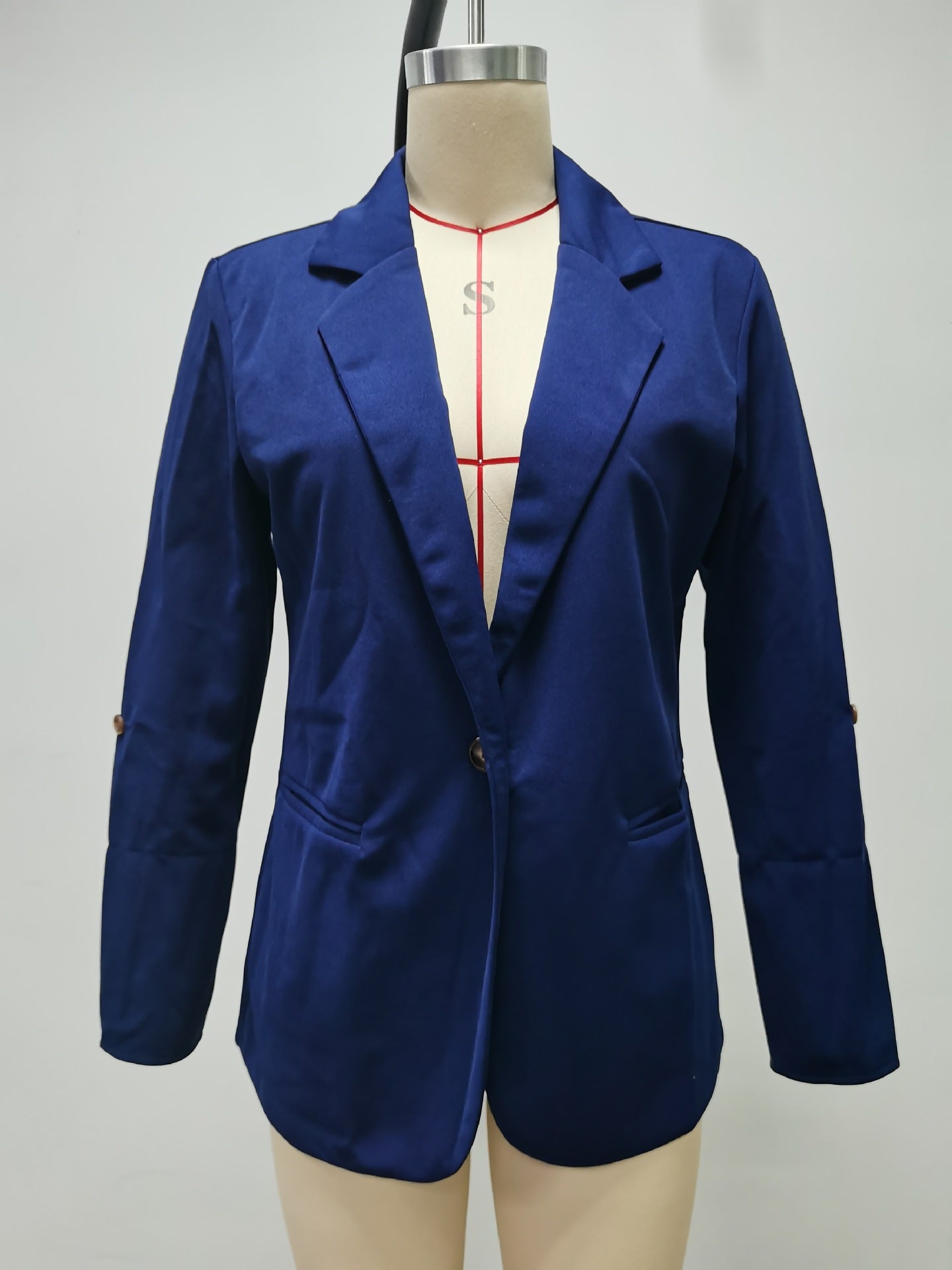 Autumn And Winter Fashion Patchwork Turndown Collar Slim Chic Blazer 26