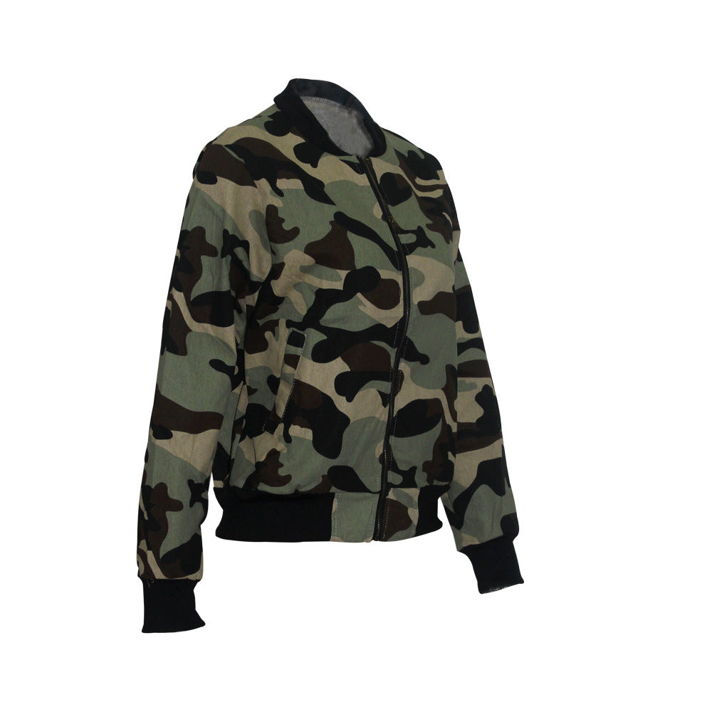 Fashion Women's Long Sleeve Camouflage Jacket 11