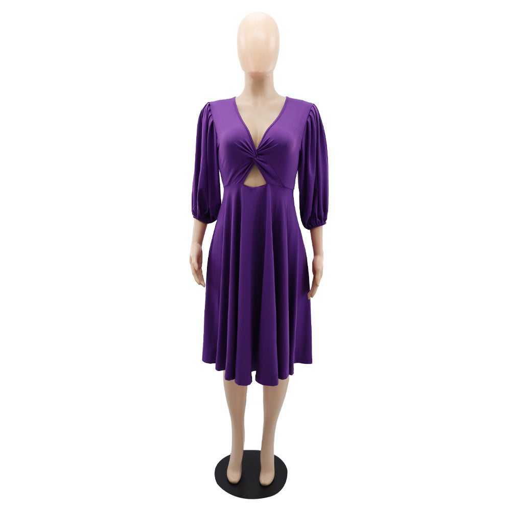 Women v-neck cutout dress 15