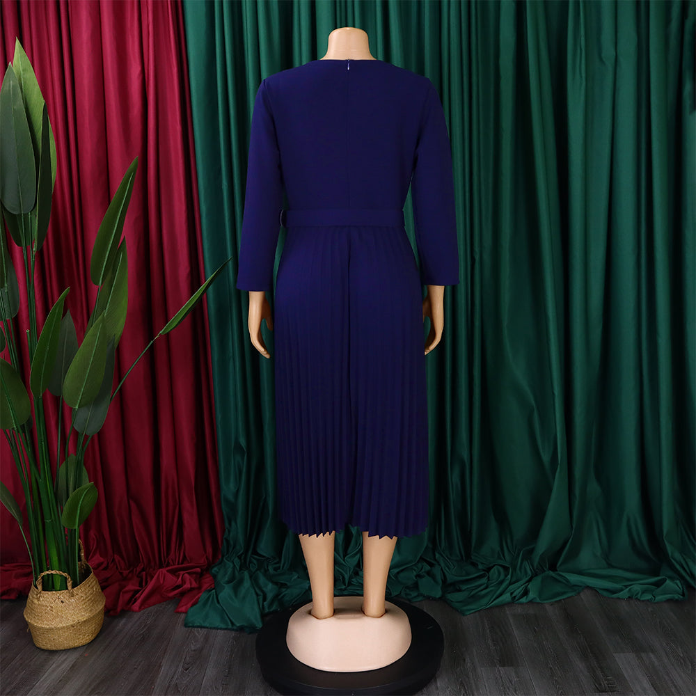 Women's Fashion Chic Elegant Pleated Elegant Solid Color Plus Size Dress 23