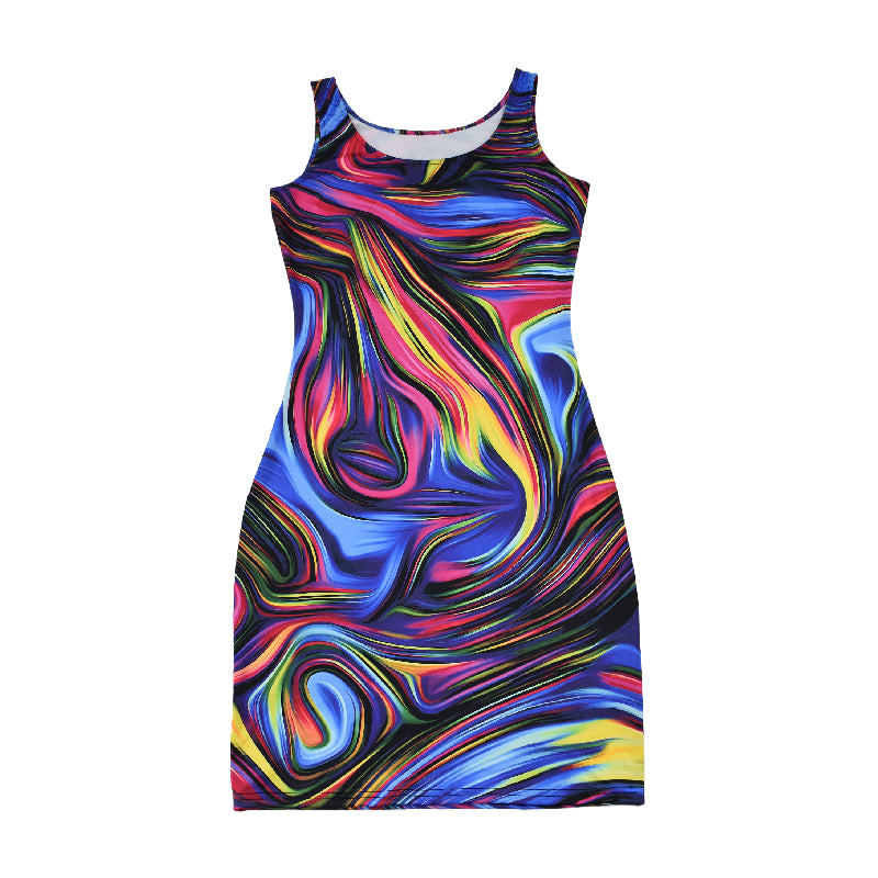 Sexy Multicolor Stripes Print Straps Bodycon Dress 4