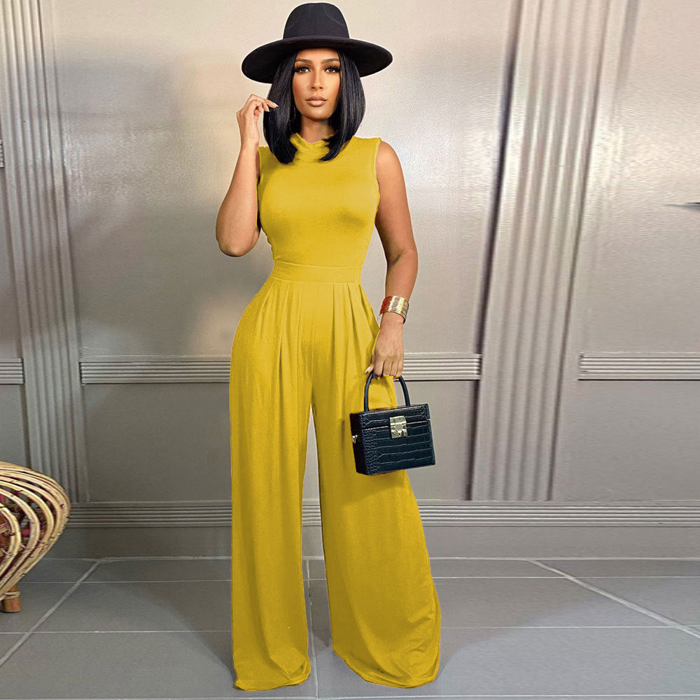 Fashion women's suit short-sleeved wide-leg pants solid color two-piece set