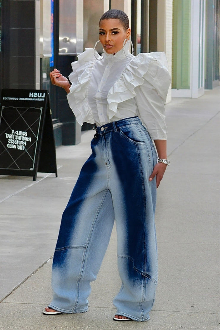 Gradient Loose Casual Denim Pants 4