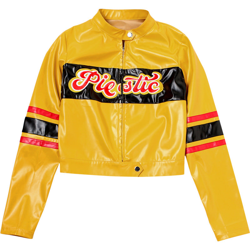 Women street embroidery contrast color Crop Top jacket 11