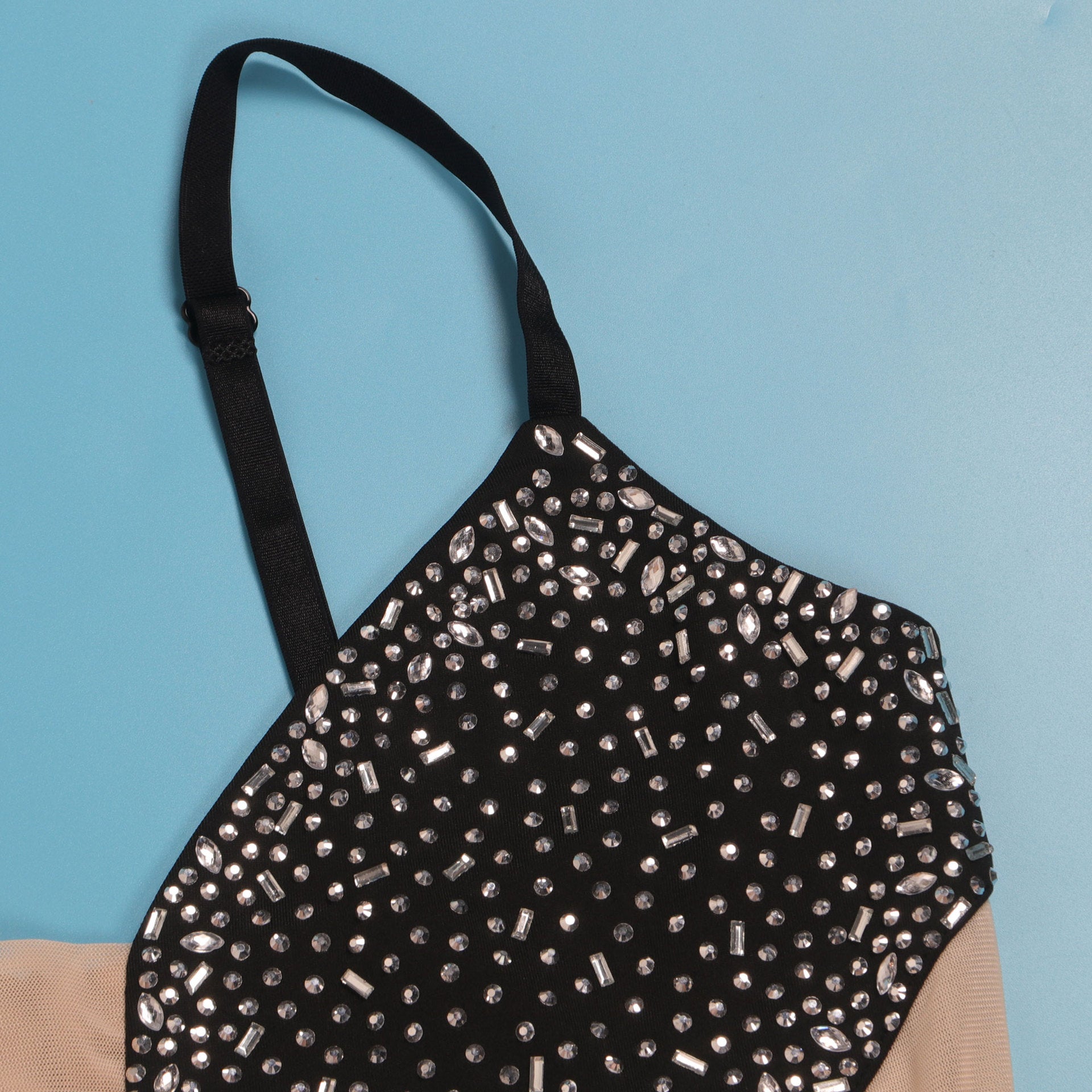 Women Beaded Stretch Suspender Bodycon Jumpsuit 27