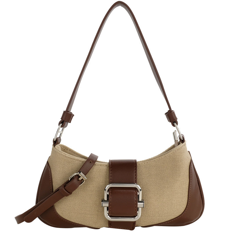 Women Vintage Patchwork Baguette Chic Shoulder Bag 6