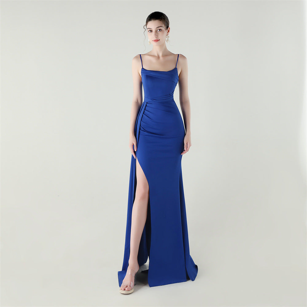 Women Strapless satin beaded fishtail evening dress 12