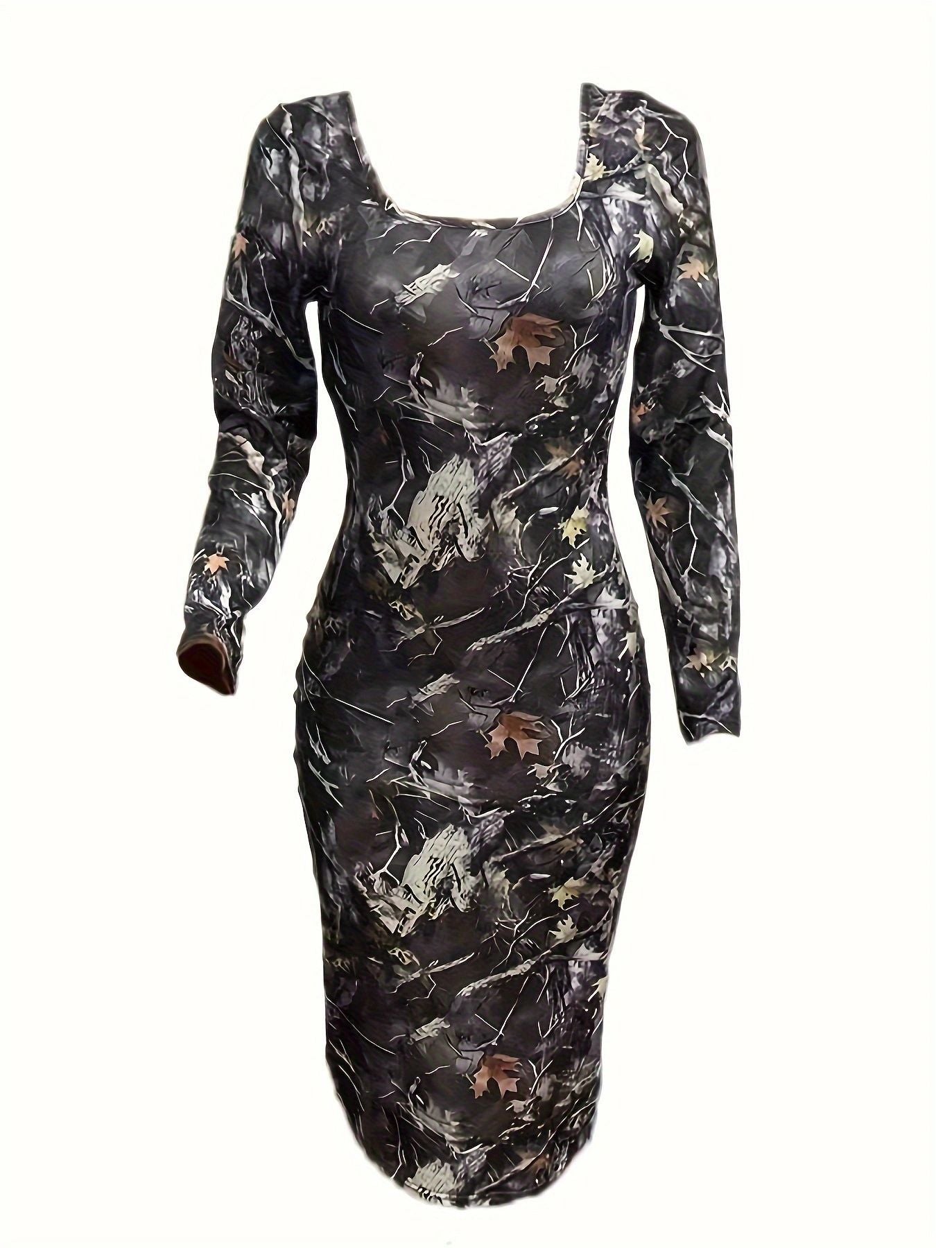 Women maple leaf sexy long-sleeved Bodycon dress 6