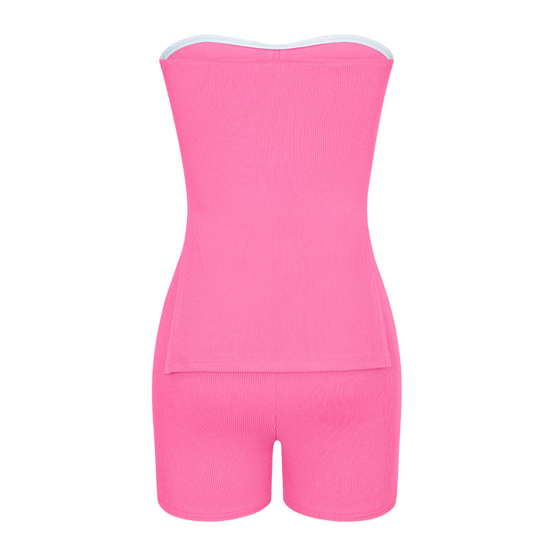 Knitting Ribbed Summer Solid Color Fashion Casual Suit 29