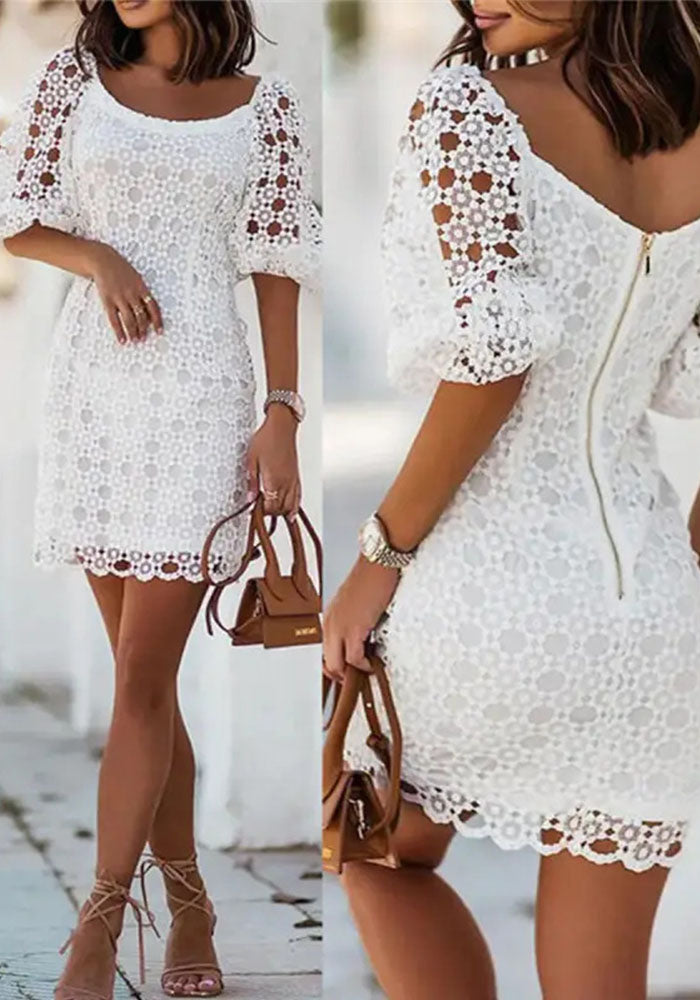 Women lace Round Neck Dress
