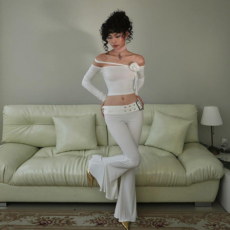 Winter And Spring Women's Sexy Fashion Trend Tight Fitting Slim Fit Mid-Waist Bell Bottom Pants 9