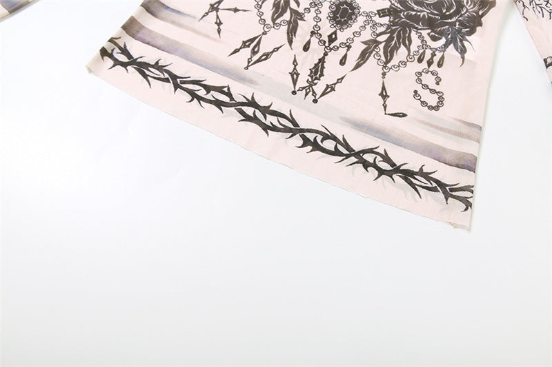 Autumn Women mesh embroidery See-Through Top and trousers two-piece set 16