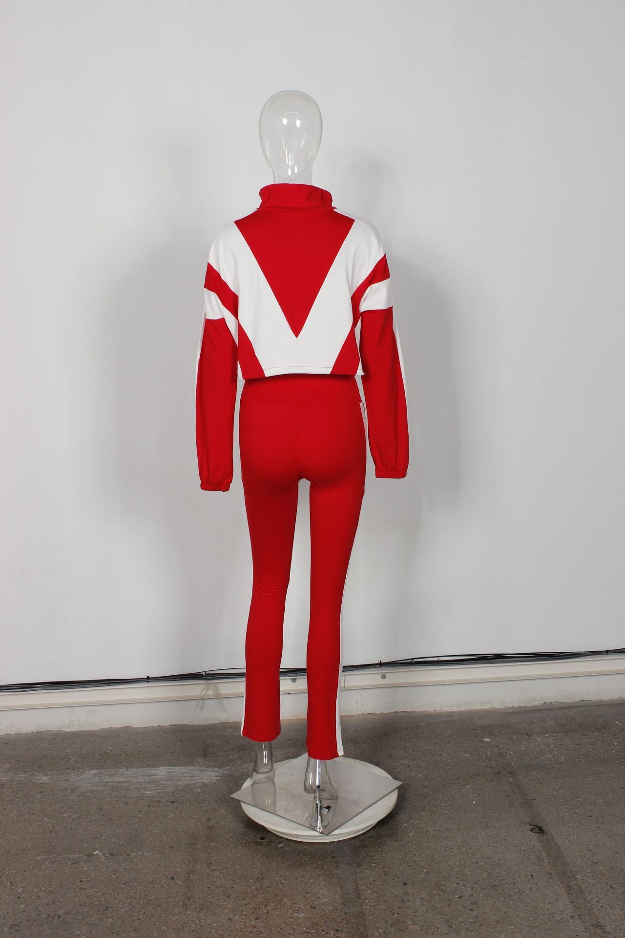 Women's Loose Casual Street Fashion Contrast Color Zipper Jacket & Trousers Two Piece Set 6