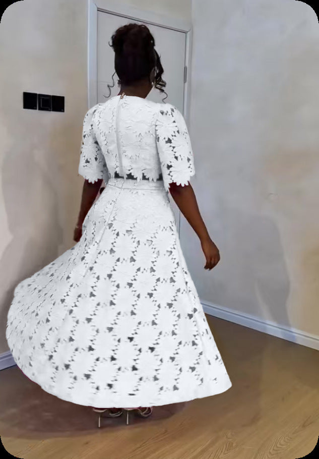 Women's Hollow Out Top Fashion Casual Two-Piece Set 14