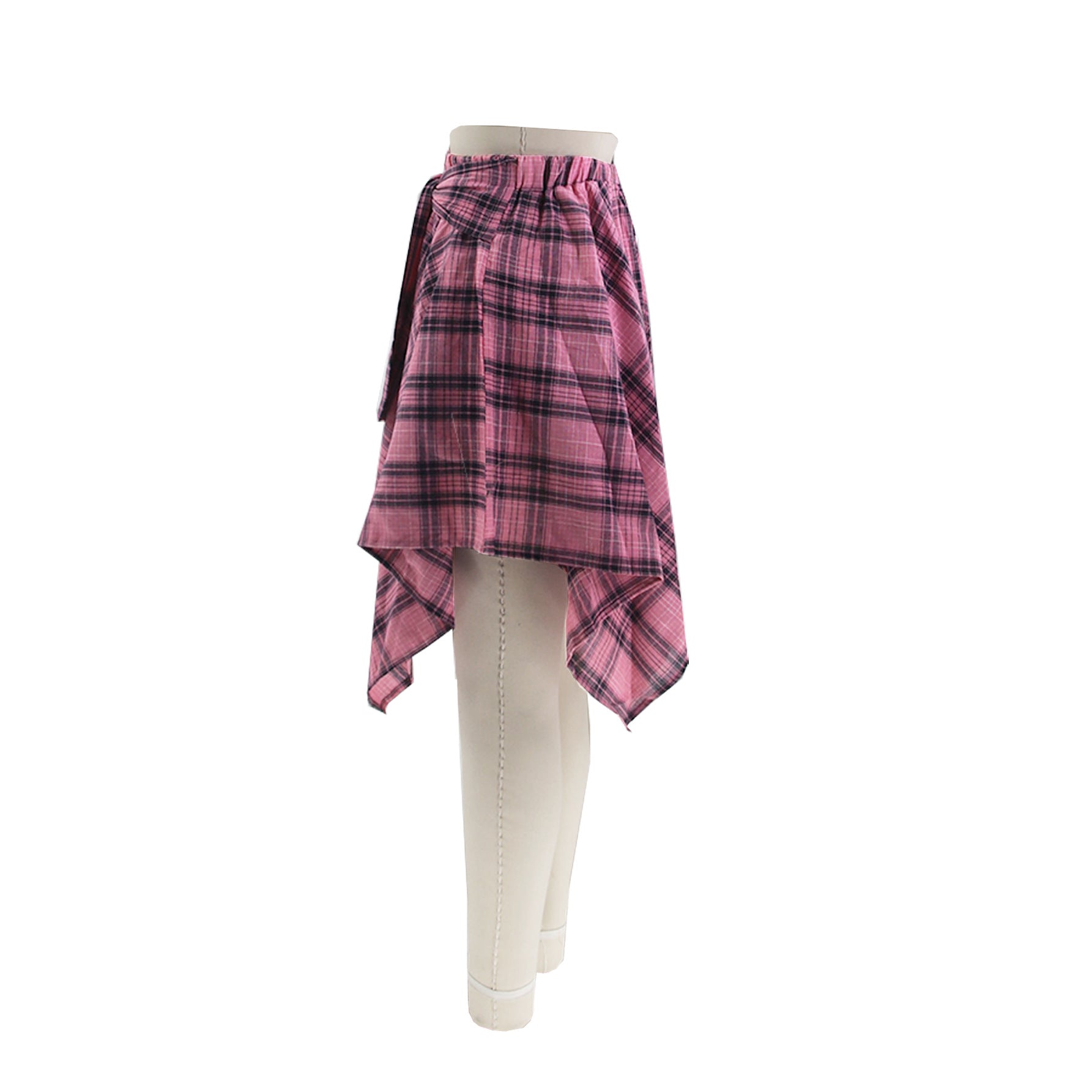 Fashionable Asymmetrical High-Waist Patchwork Plaid Skirt 21
