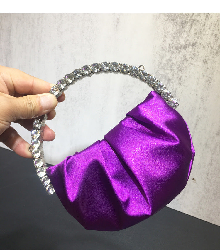 women's rhinestone clutch bag diamond pleated mini evening bag Messenger small bag 31