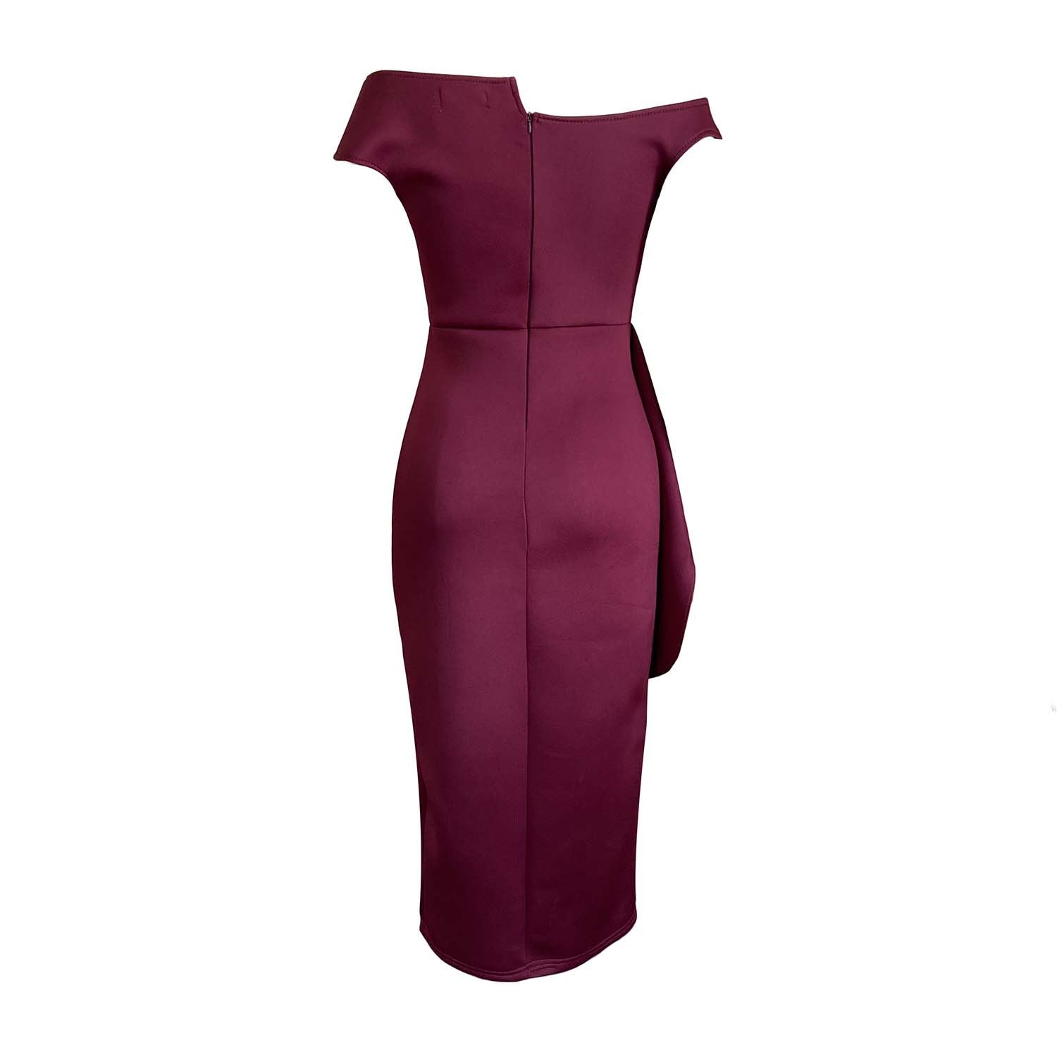 Summer Short-Sleeved Solid Color Slit Off-Shoulder Party Dress