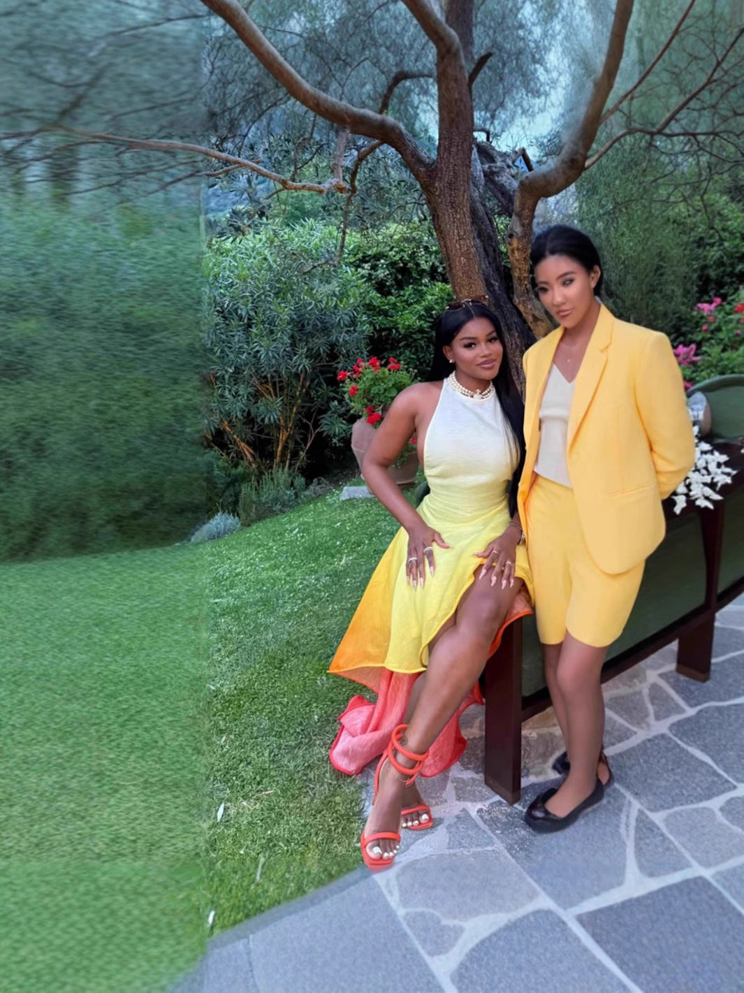 Women autumn sexy Holidays printed gradient strap dress 6