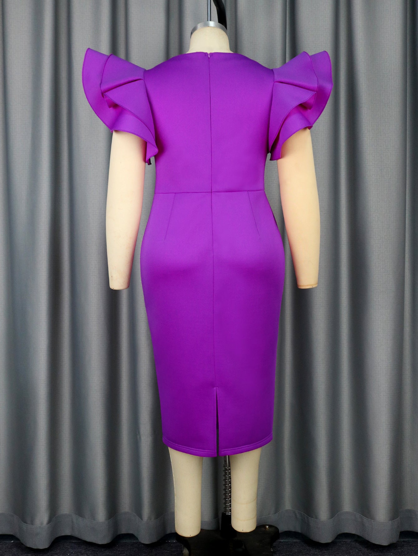 Women spring studded V neck Elegant party Ruffle Sleeve dress 10