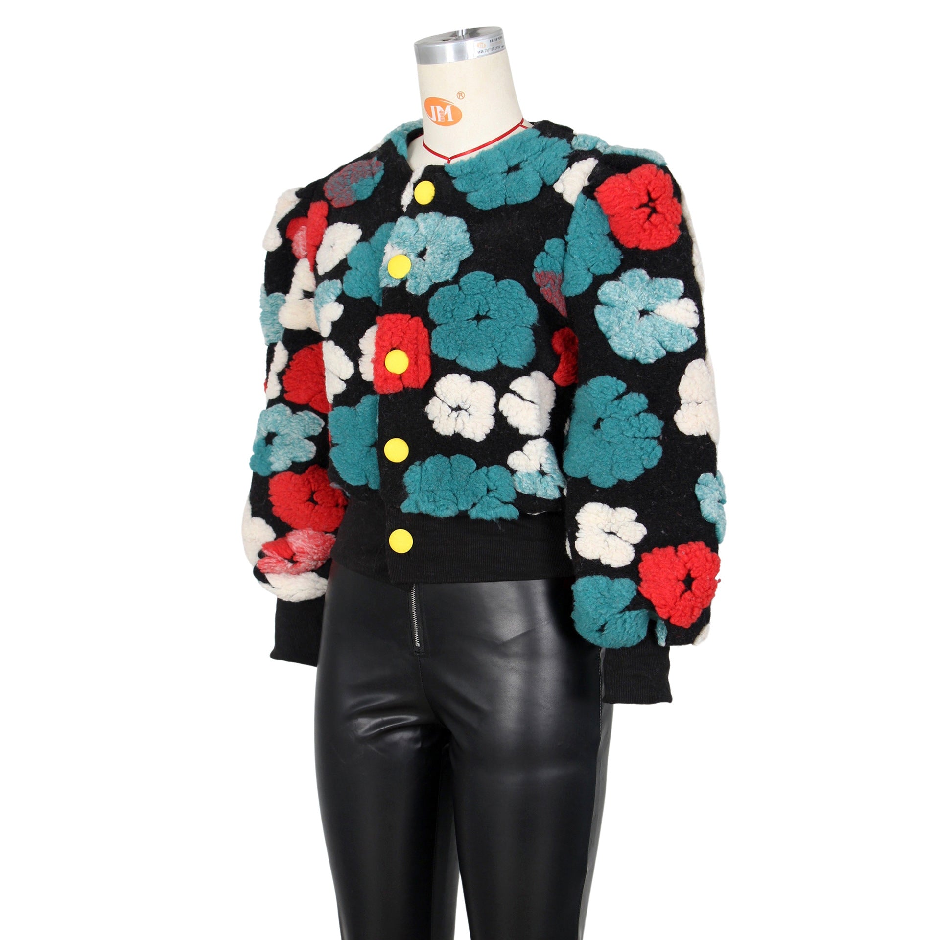 Women Fall and Winter Retro Flower Crop Jacket 20