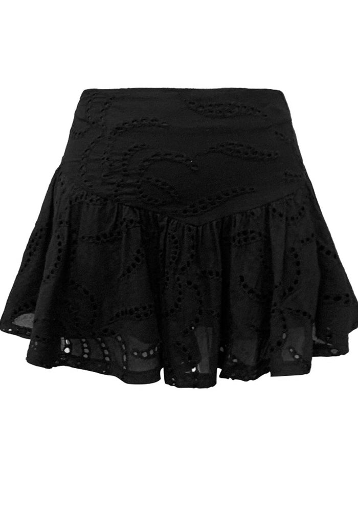 Women black lace skirt