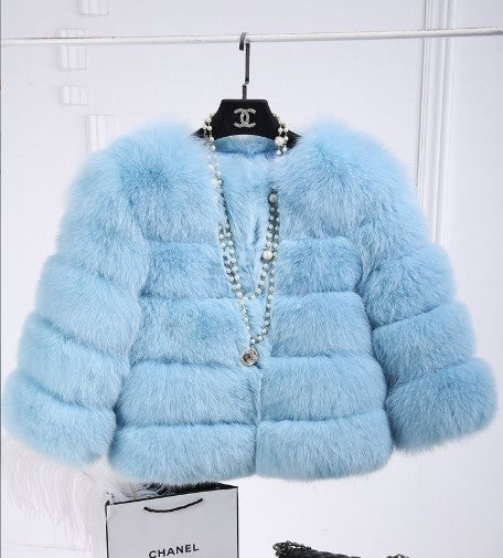 Women's Cropped Long Sleeve Fur Faux Fur Coat 53