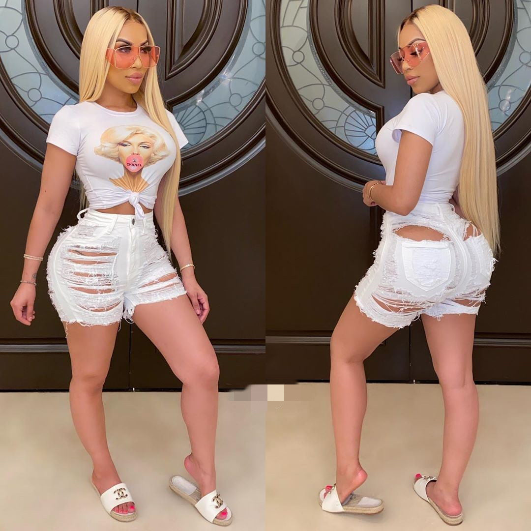 Women's Tassel Ripped Denim Shorts