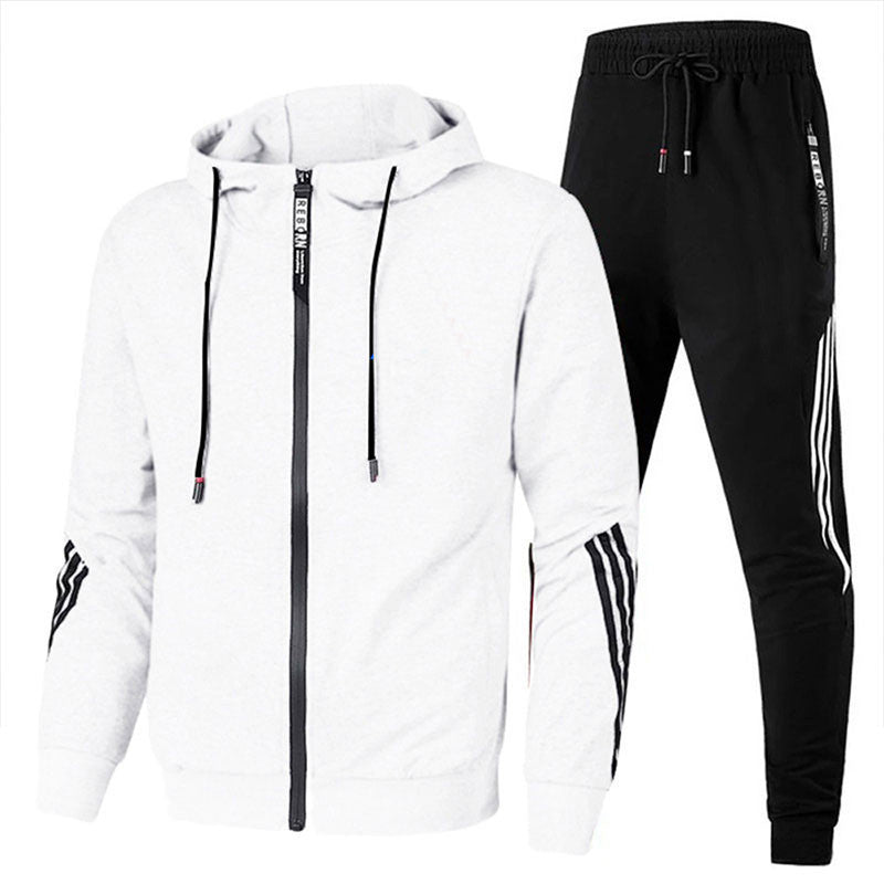 Trendy Zipper Hoodies Sweatpants Two Piece Set Men's Sports Tracksuit 13