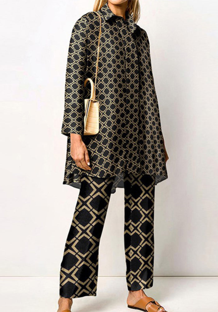 Early Spring Women's Chic Street Print Long Sleeve Fashion Casual Two Piece Pants Set