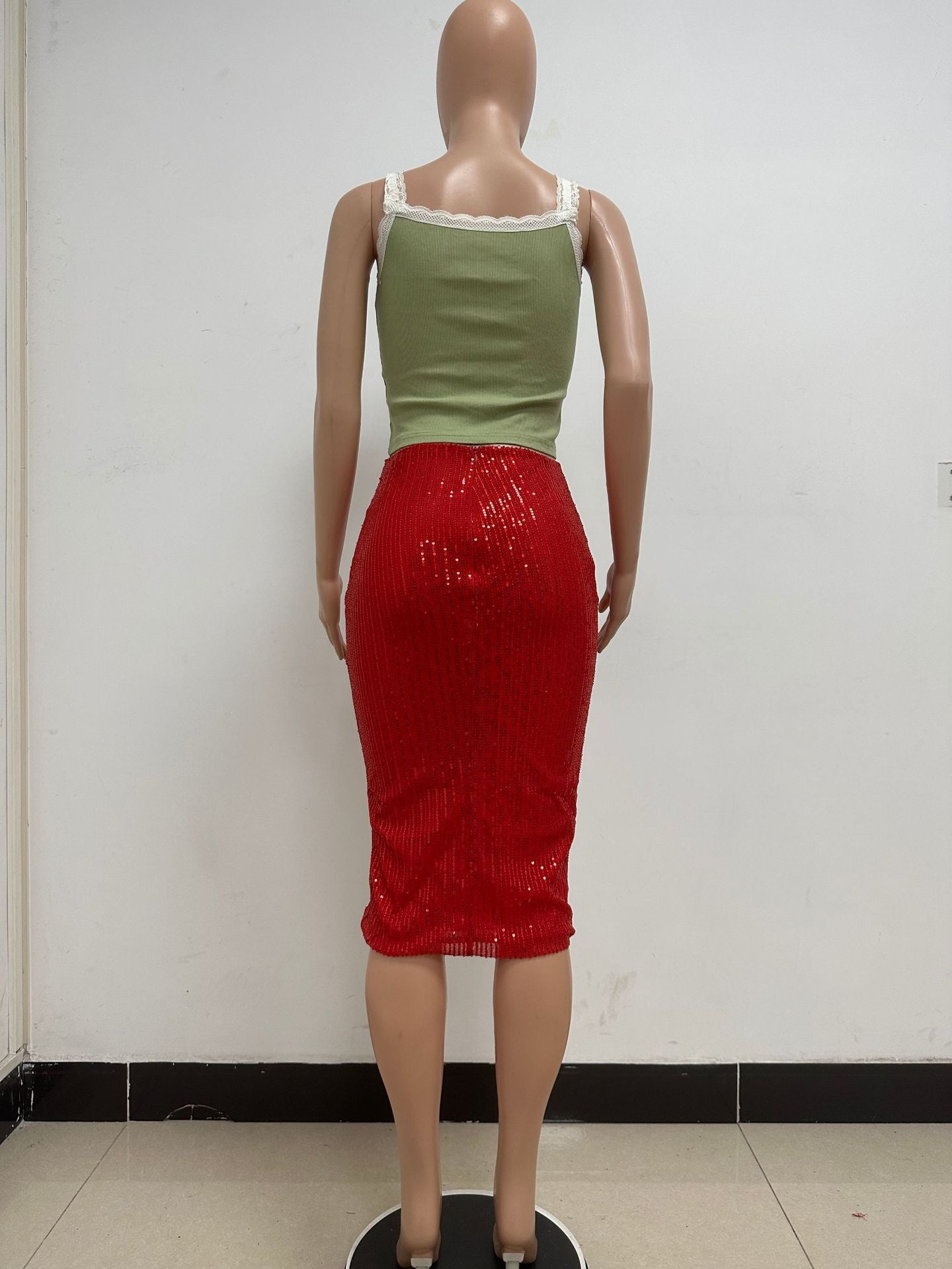 Women Slit Bodycon Sequined Skirt 50