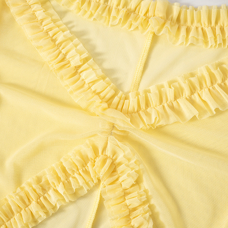 Women Hollow Gathered Lace Dress 18