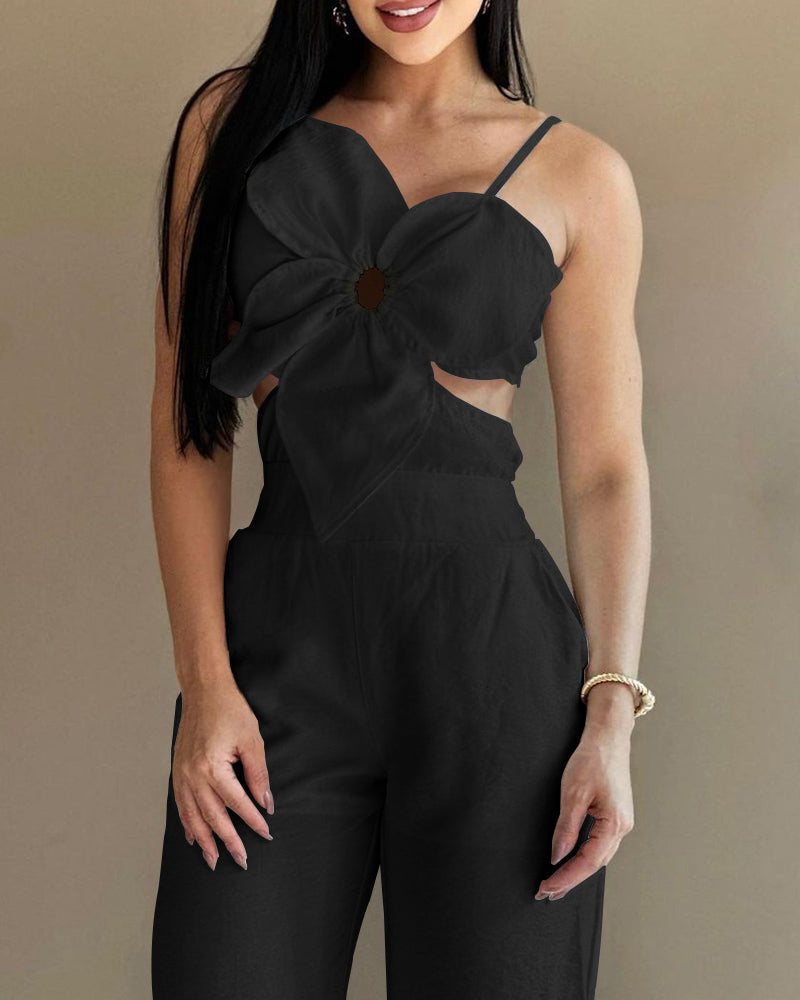 White Floral Strap Jumpsuit 8