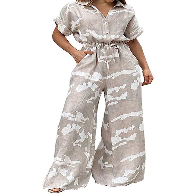 Plus Size Women's Fall Short Sleeve Jumpsuit 8